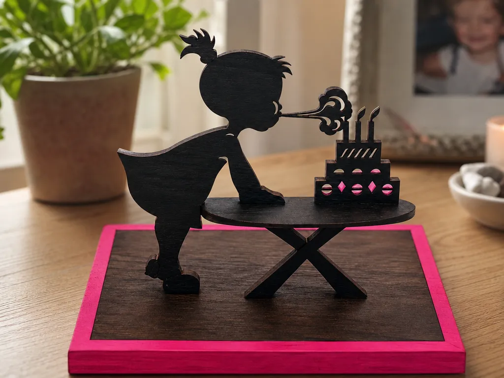 Figurine of a Little Girl Blowing Out Candles on a Birthday Cake birthday gift design
