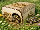 [Laser cut and engrave] Abri pour tortue en bois avec motifs de tortues gravés