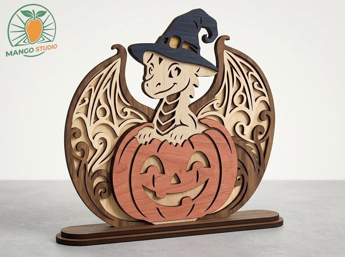 [Laser cut and engrave] Halloween Dragon 3D Laser Cut File 3mm