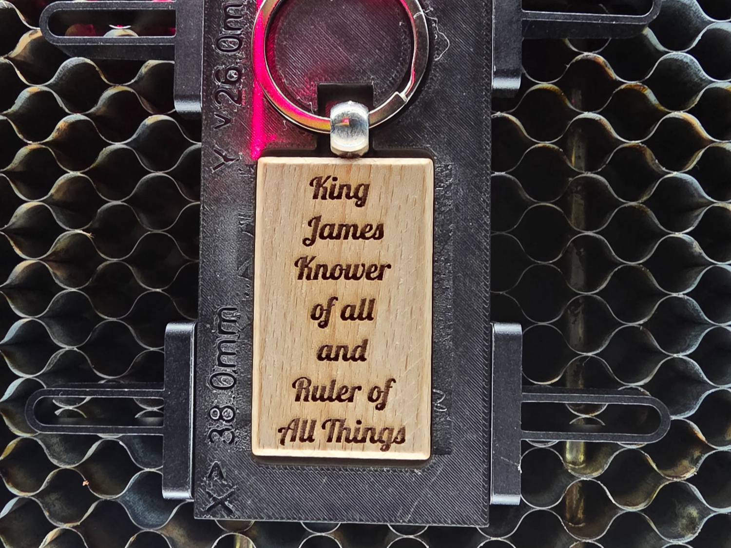 King James Knower of All and Ruler of All Things Wooden Keychain