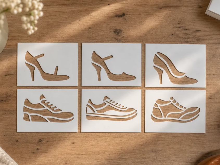 Set of Shoe Stencils Featuring High Heels and Sneakers