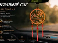 [Laser cut and engrave] Beach Sunset Themed Hanging Car Charm with Tassels