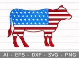 [Laser cut and engrave] Patriotic Cow - Laser Cutting Design