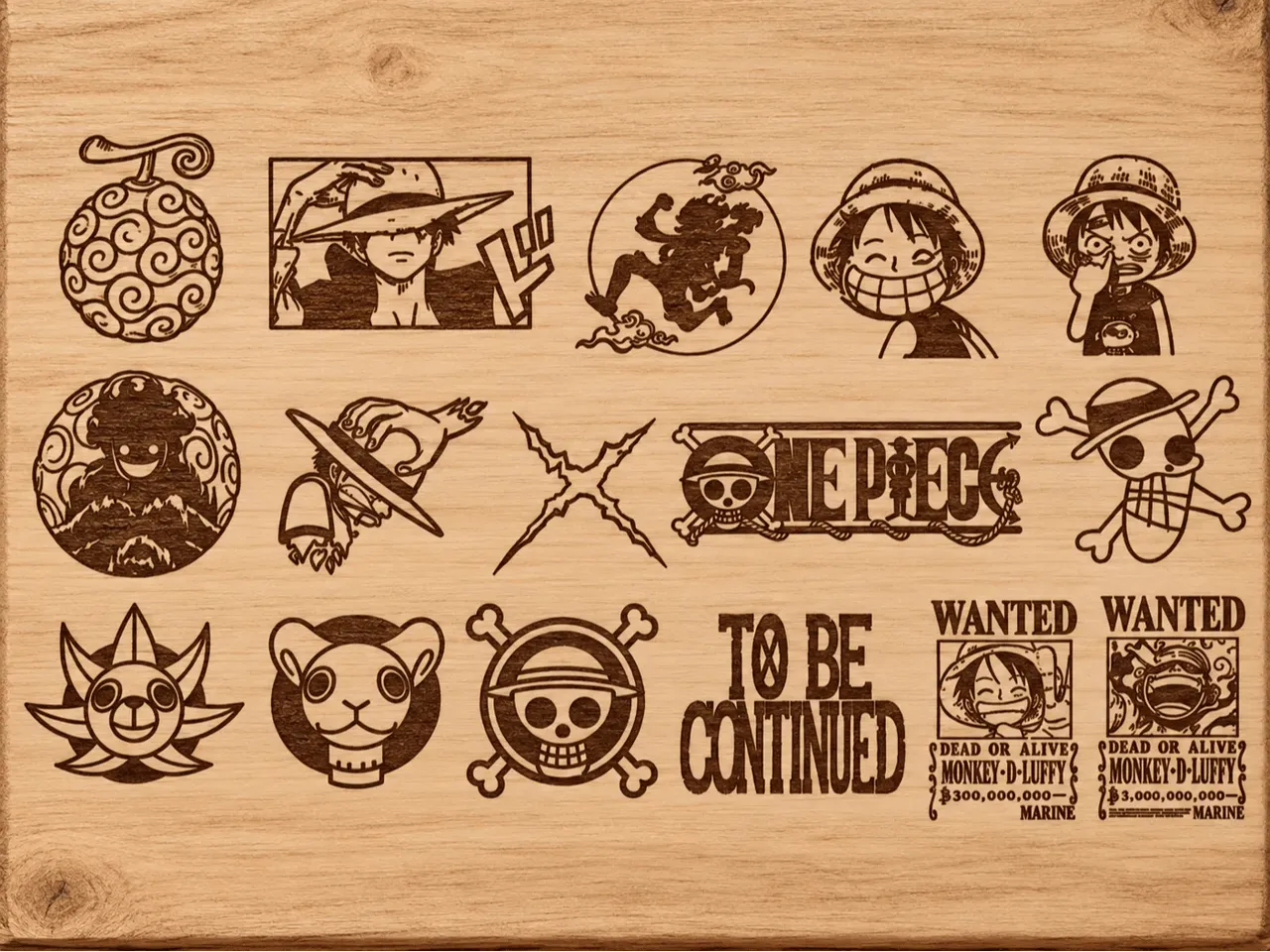 [Laser cut and engrave] One Piece Logo Icons