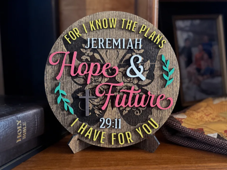 Jeremiah 29:11 Scripture Butterfly Tabletop Sign