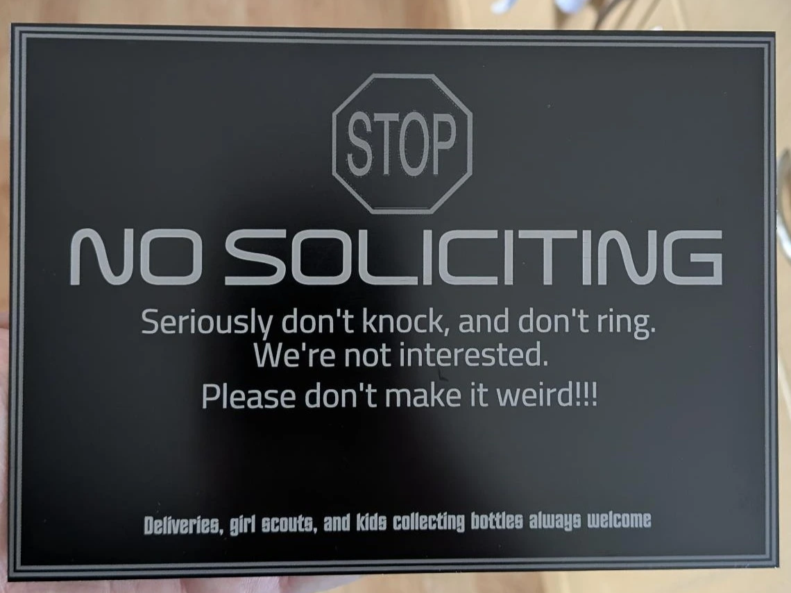 Funny No Soliciting Sign for Front Door