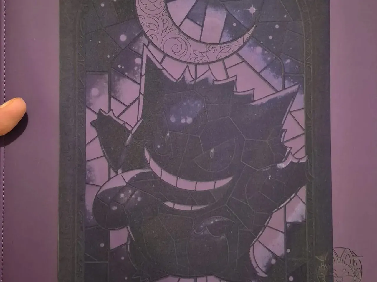 [Laser cut and engrave] Carnet avec illustration de Gengar style vitrail et lune