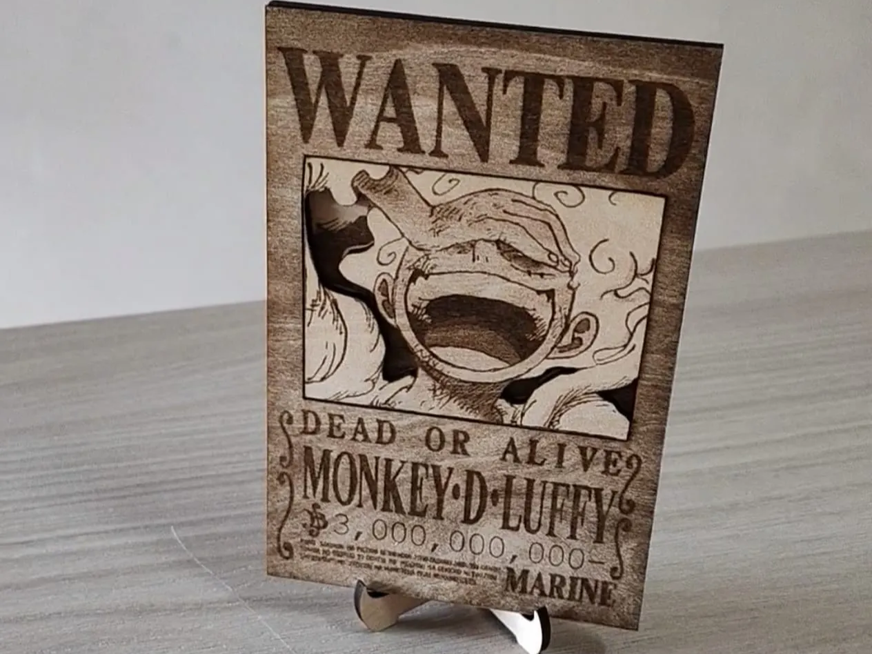 Poster ricercato di Monkey D. Luffy da One Piece