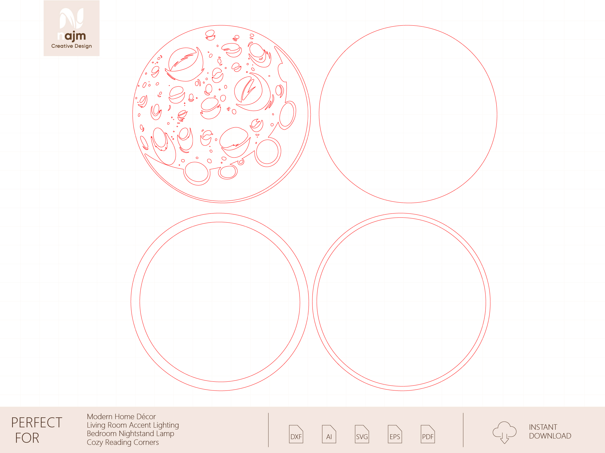[Laser cut and engrave] Circular Moon Surface Wall Light with Warm Backlit Glow