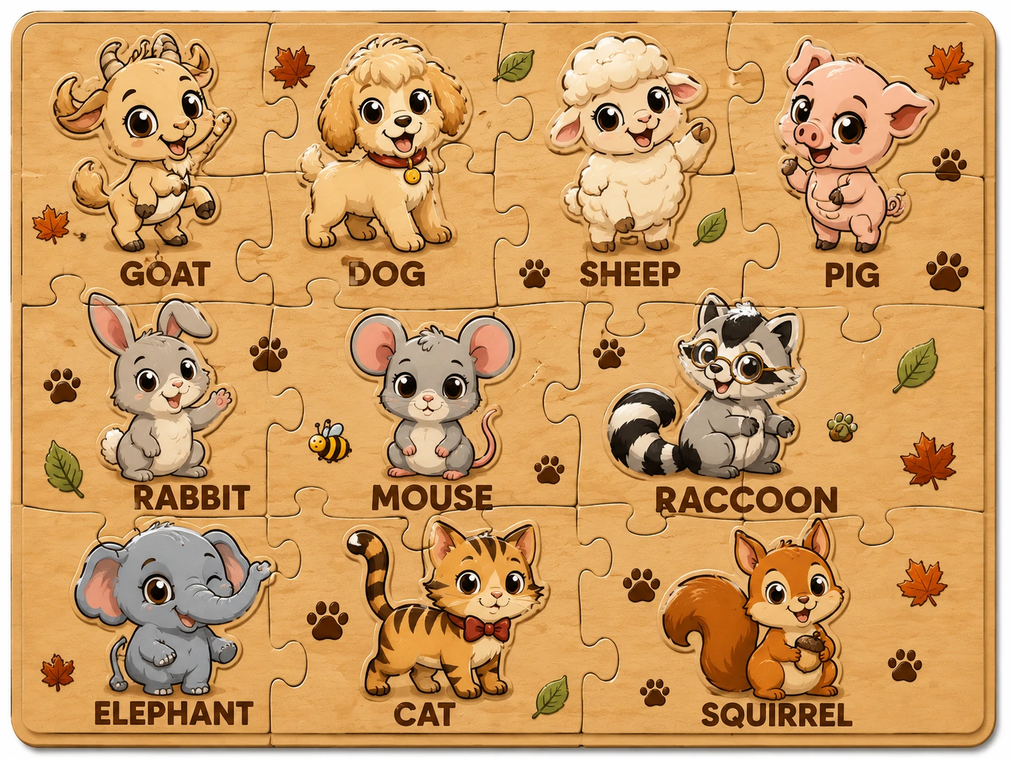 Educational Animal Jigsaw Puzzle for Toddlers