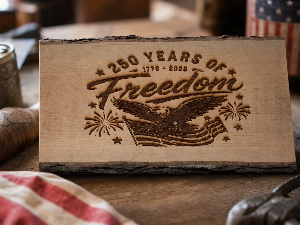 250 Years of Freedom 1776-2026 American Eagle Wooden Sign