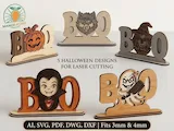 [Laser cut and engrave] 5 Halloween BOO Laser Cut Files Bundle