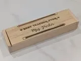 [Laser cut and engrave] Best Teacher Ever Personalized Wooden Pencil Case