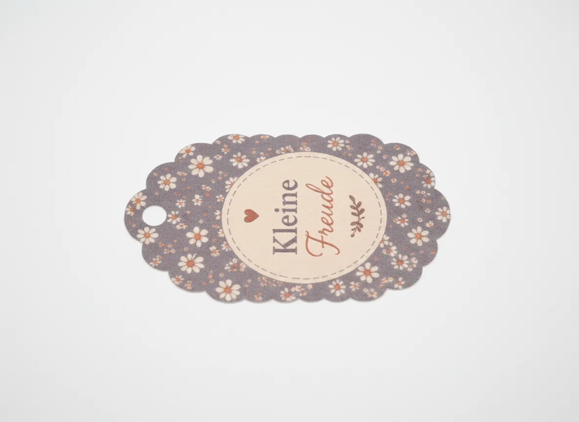 Geschenkanhänger mit Blumenmuster und Aufschrift Kleine Freude
