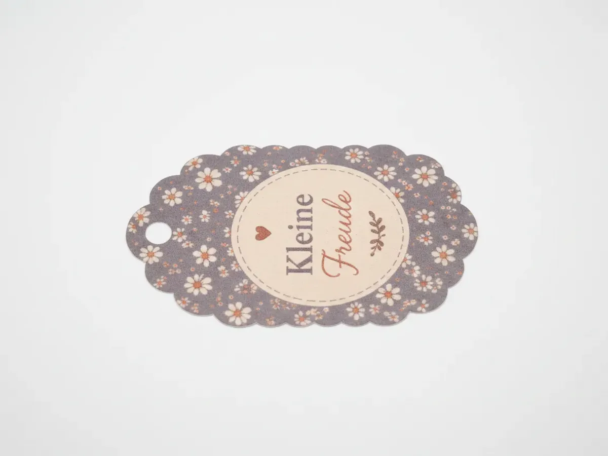 [Laser cut and engrave,Inkjet printing] Geschenkanhänger mit Blumenmuster und Aufschrift Kleine Freude