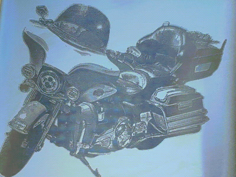 Stainless steel flask featuring a Couple on the Front and detailed touring motorcycle on the back