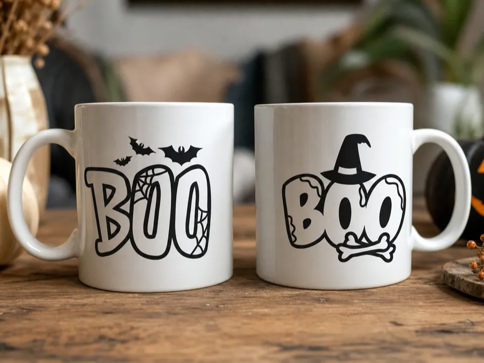 Halloween Boo Ceramic Mug Design Halloween gift basket idea
