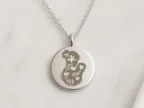 [Laser cut and engrave] Silver Mother and Child Floral Silhouette Pendant Necklace
