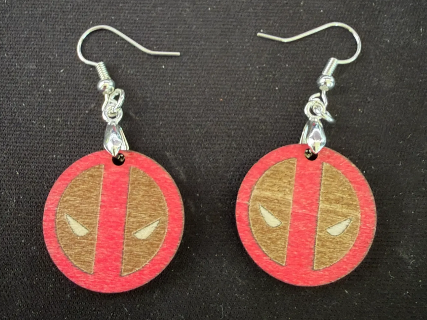 The Merc with a Motif: Mixed Media Deadpool Wooden Earrings