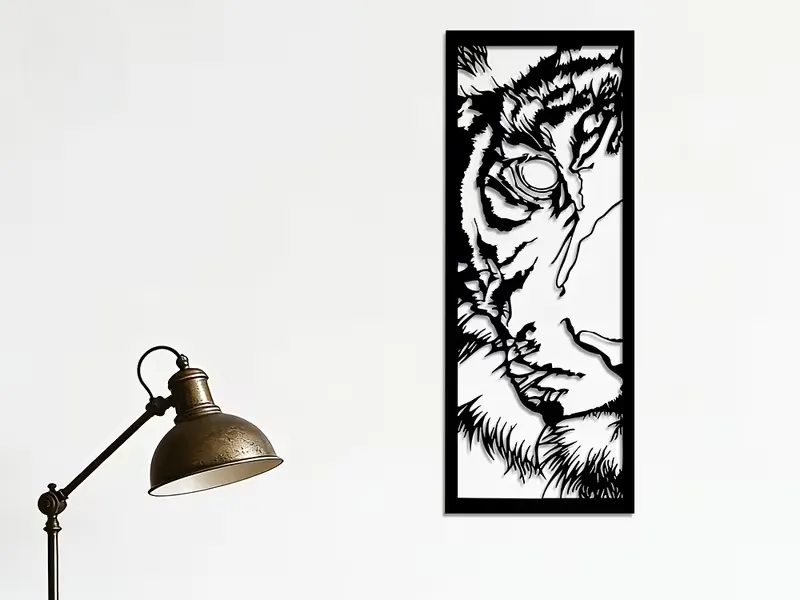 Tiger Wall Art SVG | Tiger Face Metal Wall Art | Wildlife Wall Decor | Modern Tiger Silhouette | Jungle Animal exterior metal wall art idea