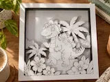 [Laser cut and engrave] Многослойная картина с динозавром и тропическими растениями