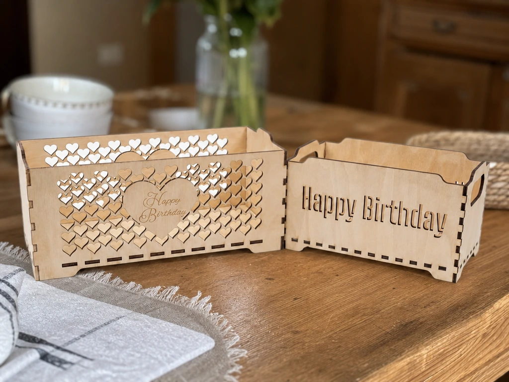 Bundle : 2 x Happy Birthday Present Box aus Holz mit Herz Cut Out #craftthebirthdaycontest