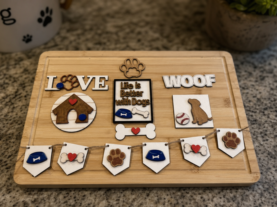 Life is Better with Dogs Tiered Tray Sign Set