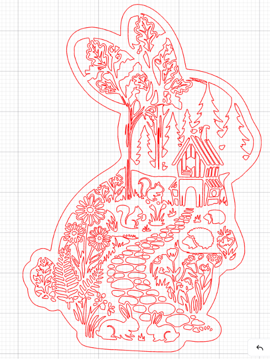 [Laser cut and engrave] Osterhase Wandbild mit Waldlandschaft und Tieren