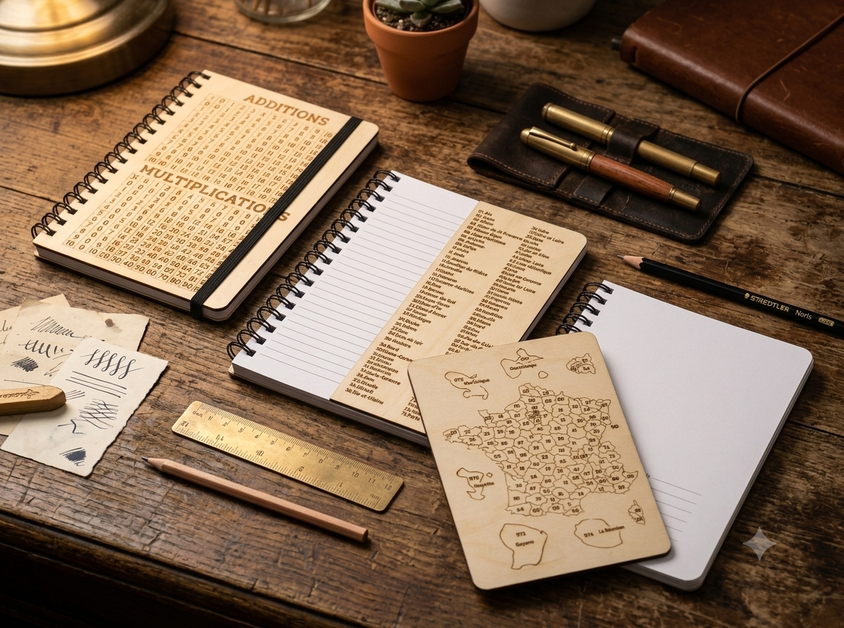 Cahier de brouillon à spirales avec couverture en bois personnalisée 1