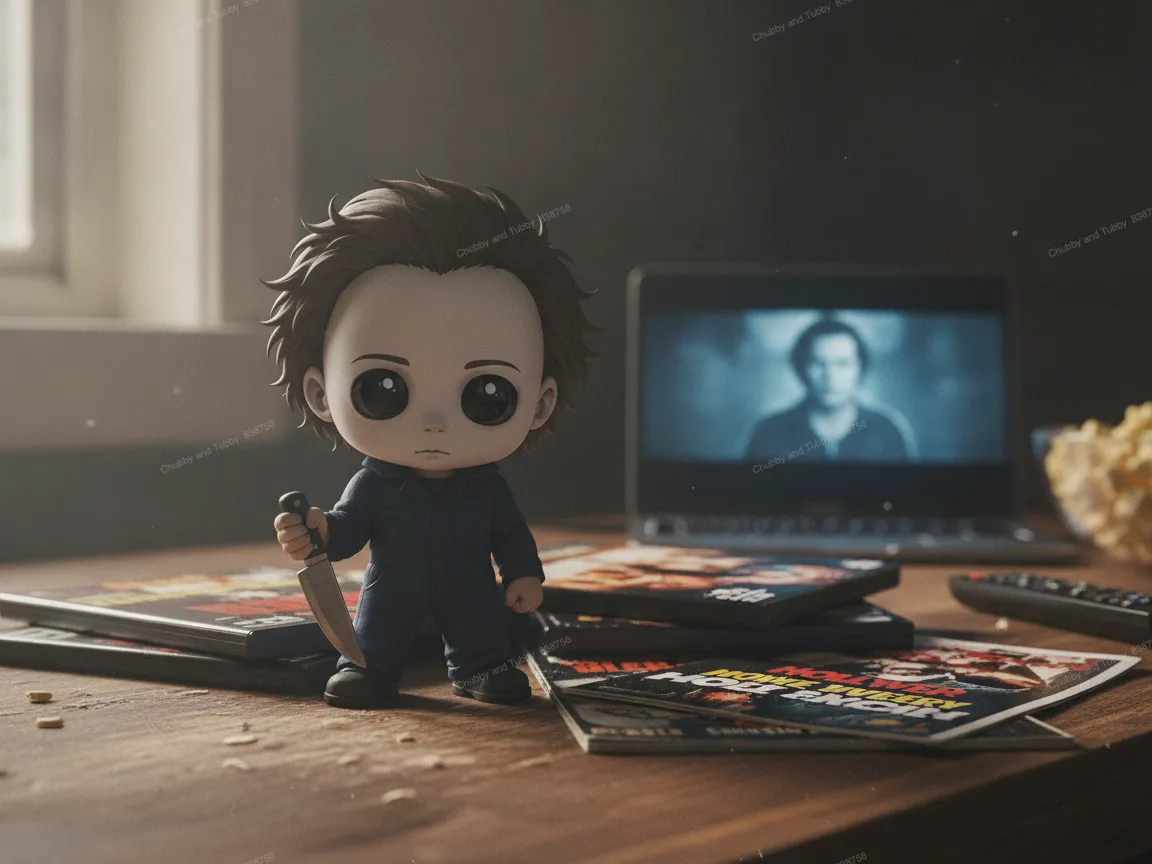Chibi Michael Myers horror movie character figurine with knife