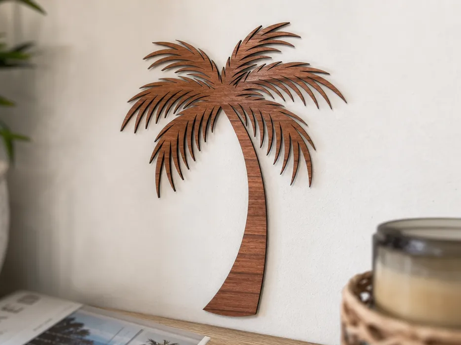 Wooden Palm Tree Wall Hanging for Tropical Home Decor
