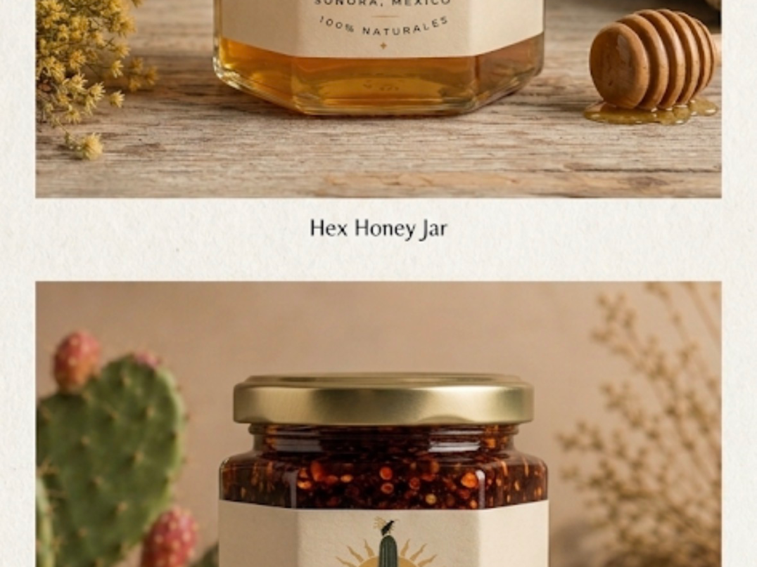 honey jar and a salsa macha jar