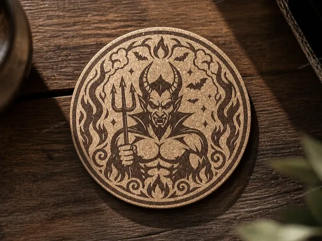 Kork Untersetzer Halloween Teufel / Coaster Devil