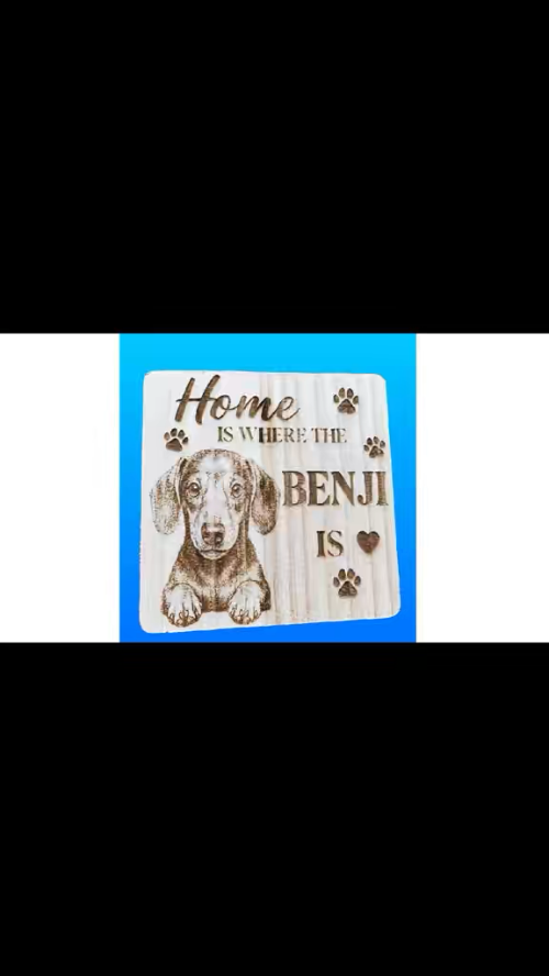 [Laser cut and engrave] Home Is Where The Dog Is Personalized Wooden Wall Sign