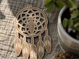 [Laser cut and engrave] Wooden Dreamcatcher Wall Hanging with Feather Accents