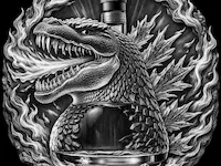 [Laser cut and engrave] Godzilla Whiskey Themed Relief Wall Plaque