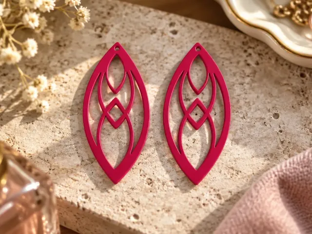 Hot Pink Geometric Marquise Cutout Earrings