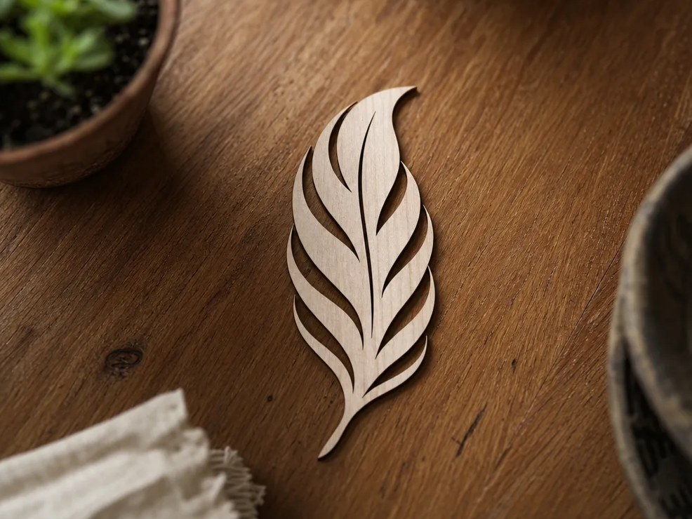 Minimalist Wooden Feather Wall Art Accent