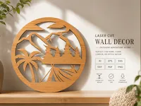 [Laser cut and engrave] Round Camping and Mountain Scene Wall Art Set