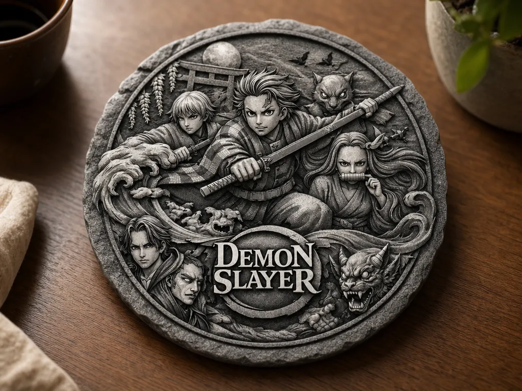 Demon Slayer Anime Character Stone Relief Coin, Coaster, or Wall Plaque