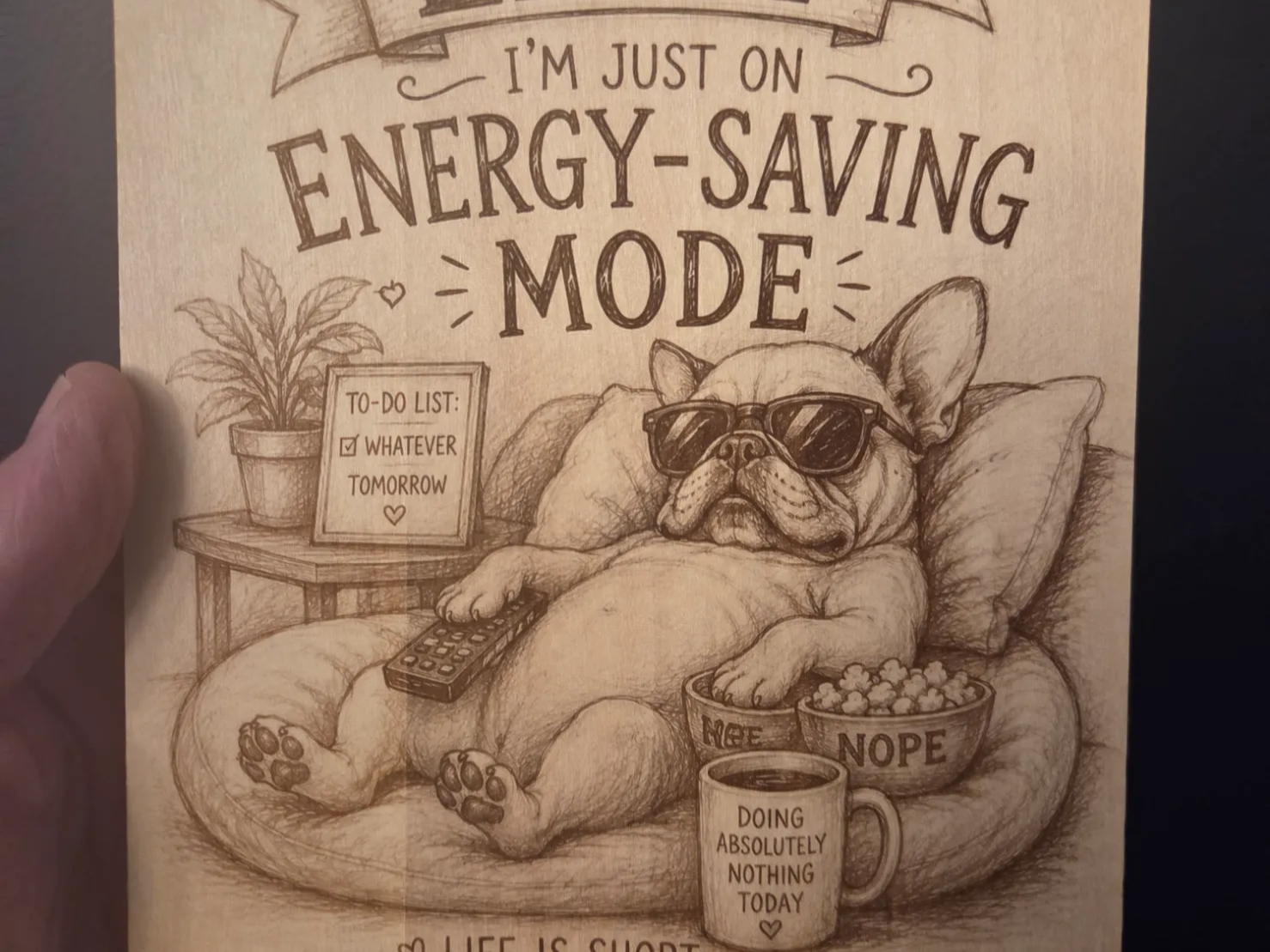 French Bulldog Energy Saving Mode Wall Sign