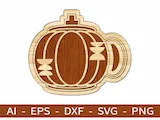 [Laser cut and engrave] Wooden Pumpkin Shaped Mug Coaster with Geometric Accents