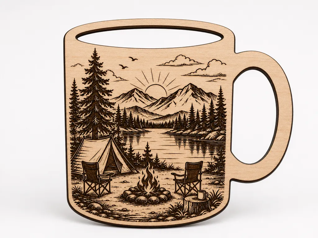 Coffee Mug Scenic Cut and Engrave