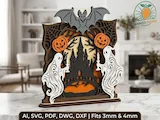 [Laser cut and engrave] 3D Halloween Castle Laser Cut Stand