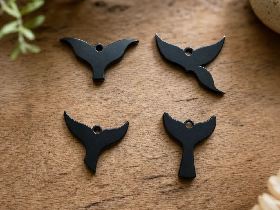Black Whale Tail Jewelry Charms