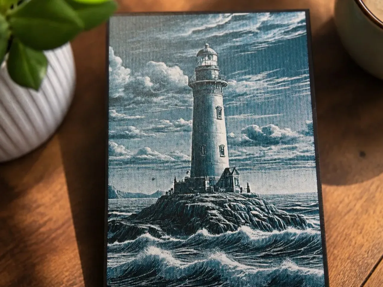 [Laser cut and engrave] Lighthouse on Rocky Island Wall Art Print