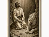 [Laser cut and engrave] Daniel in the Lion's Den Religious Bookmark with Cross Motif