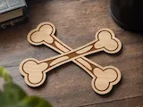 [Laser cut and engrave] Crossed Bone Shaped Wooden Coaster