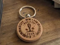 [Laser cut and engrave] Porte-clés rond en bois Coupe du Monde 2026