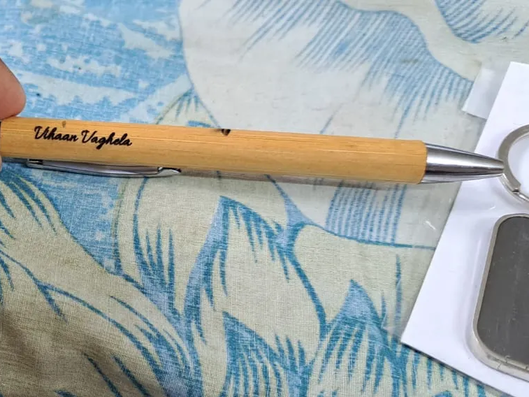 Personalized wooden ballpoint pen with Vihaan Vaghela name